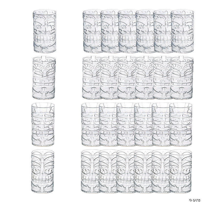 5" 14 oz. Bulk 24 Ct. Tiki Totem Reusable Clear Plastic Cups Image