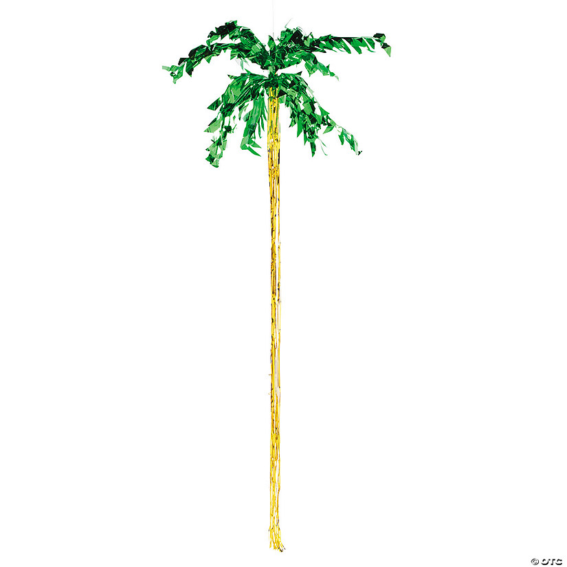5 Ft. Jumbo Hanging Palm Tree Green & Gold Foil Wall Decoration Image