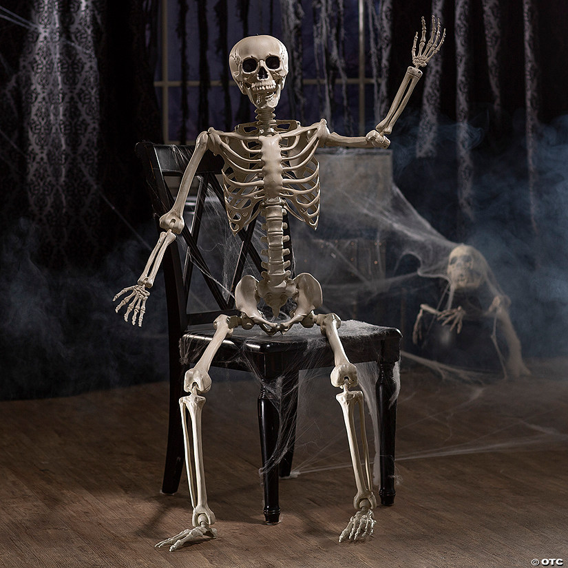 5 Ft. Life-Size Posable Plastic Skeleton Halloween Decoration Image