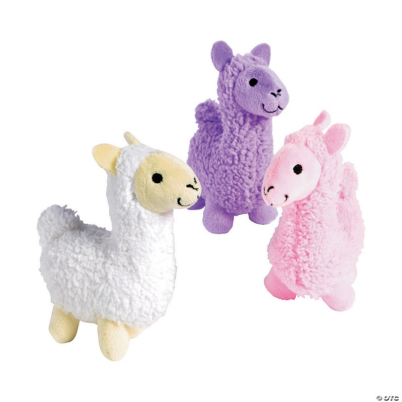5" Fuzzy Pastel Pink, Purple & White Stuffed Llama Toys - 12 Pc. Image