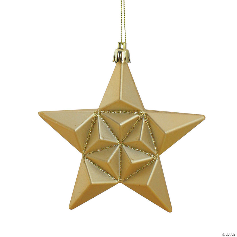 5" Gold Shatterproof 2-Finish Christmas Star Ornaments, 12 Count Image