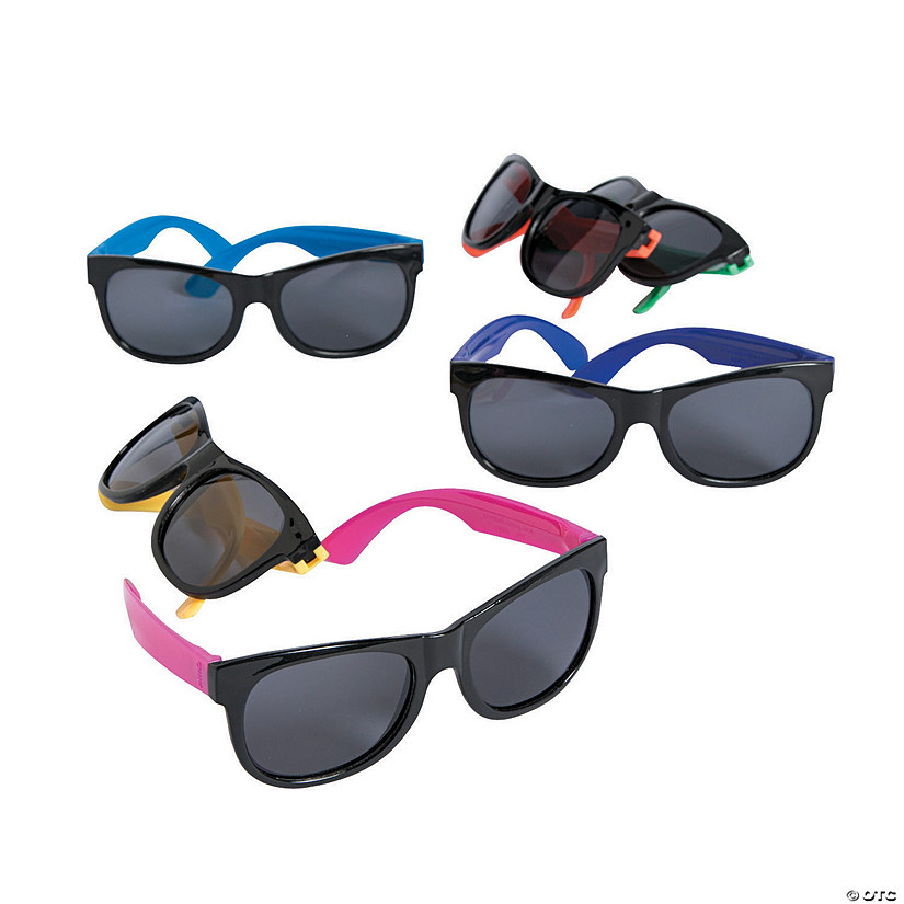 5" Kids Neon & Black Plastic Nomad Sunglasses - 12 Pc. Image
