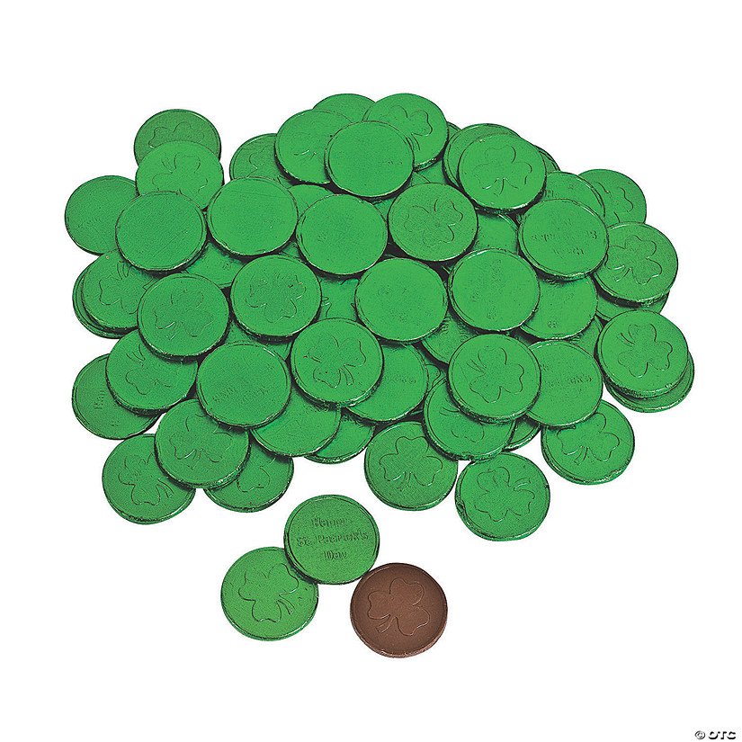 5 lbs. Bulk 380 Pc. St. Patrick&#8217;s Day Green Foil-Covered Chocolate Coins Image