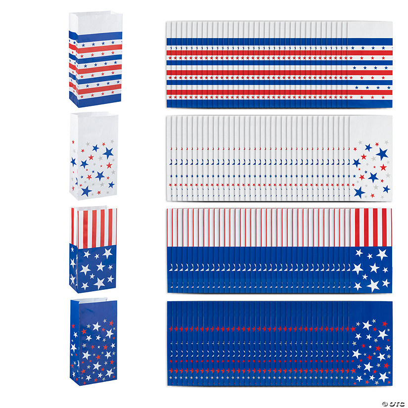 5" x 10" Bulk 144 Pc. Medium Patriotic Treat Bag Assortment Image