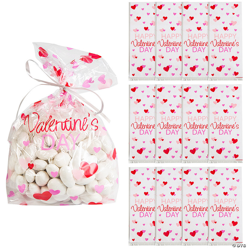 5" x 11 1/2" Happy Valentine&#8217;s Day Cellophane Bags - 12 Pc. Image