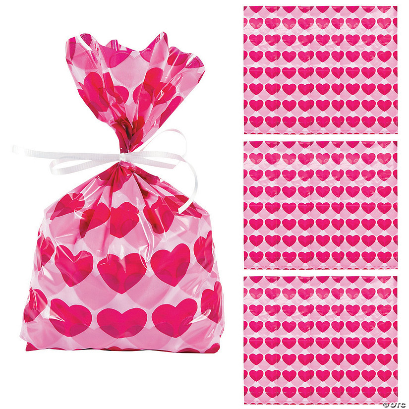 5" x 11 1/4" Valentine Heart Cellophane Bags - 12 Pc. Image