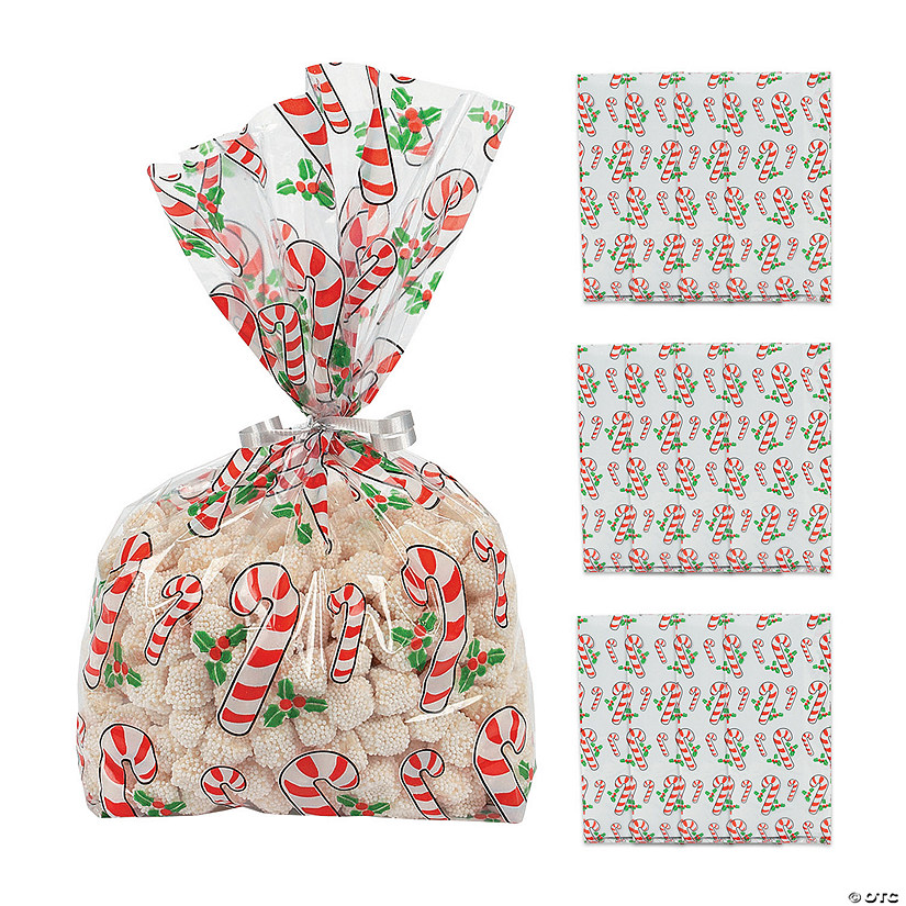 5" x 11" Candy Cane Cellophane Treat Bags - 12 Pc. Image