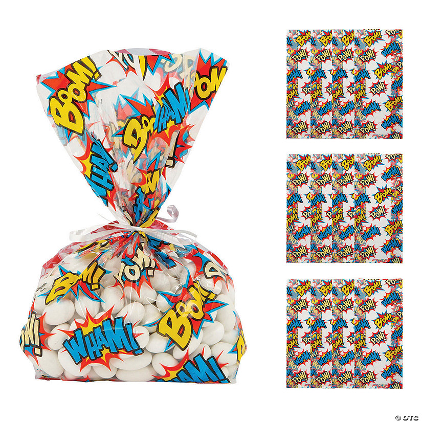 5" x 11" Comic Superhero Cellophane Bags - 12 Pc. Image