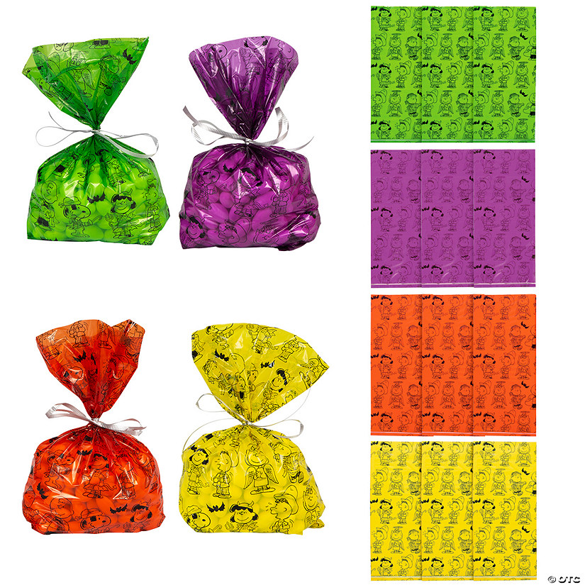 5" x 2 1/2" x 11 1/2" Small Peanuts&#174; Halloween Cellophane Treat Bags - 12 Pc. Image