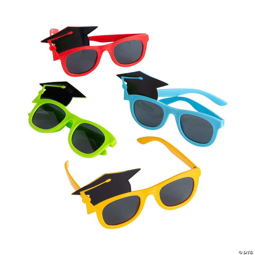 5" x 3" Kids Graduation Multicolor Plastic Novelty Sunglasses- 12 Pc. Image
