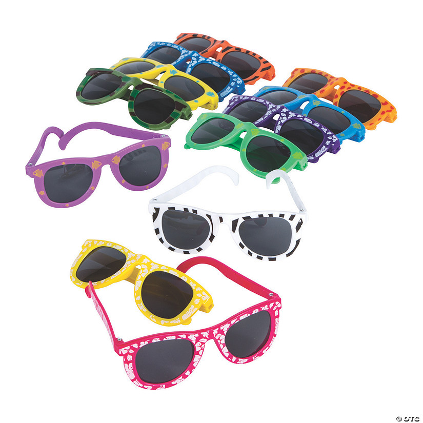 5" x 4 3/4" Bulk 48 Pc. Kids Patterned Plastic Sunglasses Assortment Image
