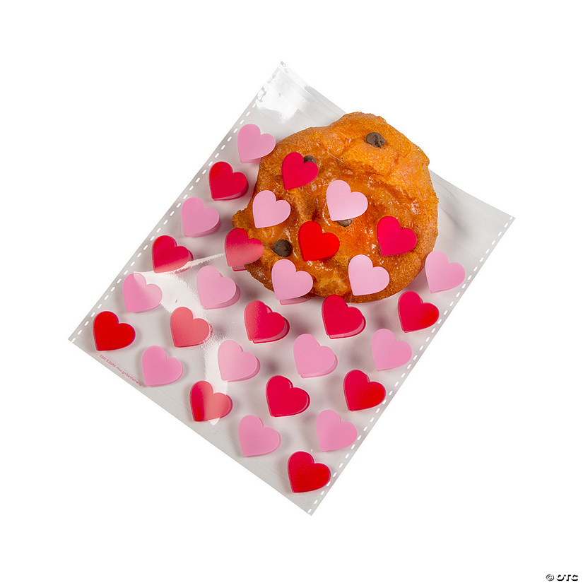 5" x 5" Bulk 144 Pc. Valentine Clear Plastic Sealable Cookie Bags Image