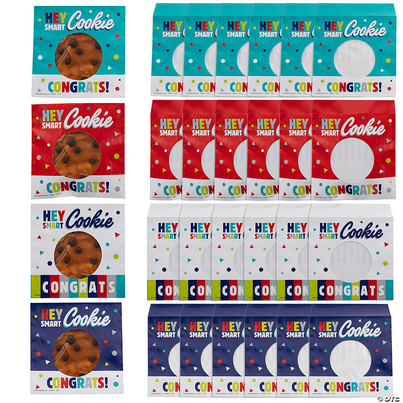 5" x 5" Graduation Smart Cookie Treat Bags with Window - 24 Pc. Image