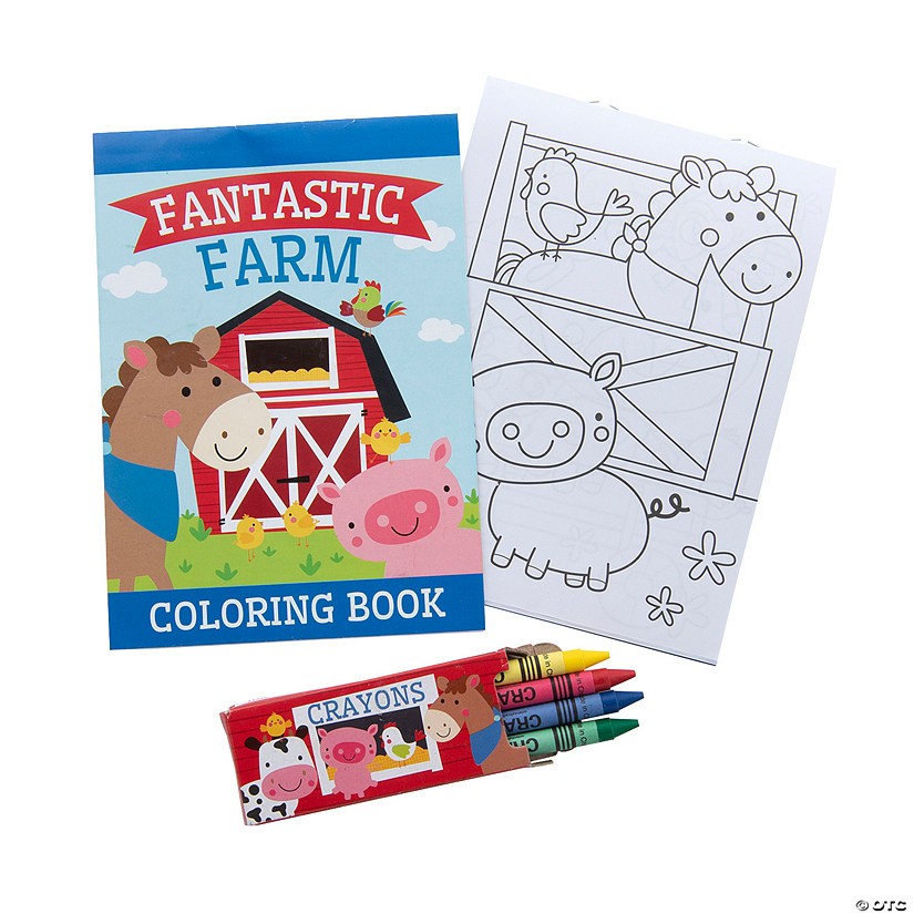 5" x 7" Fantastic Farm Coloring Books with Crayons Sets - 24 Pc. Image