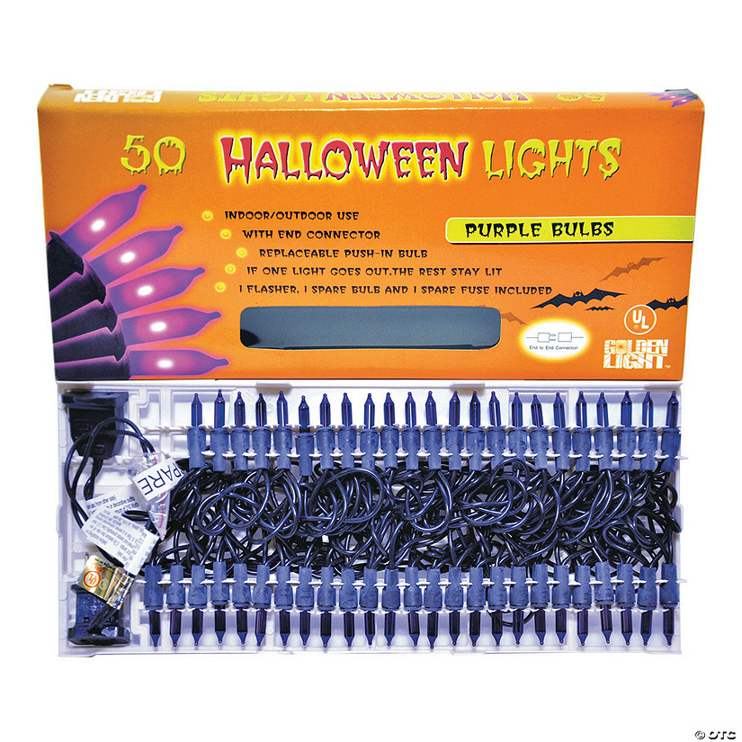 50-Count UL Purple Halloween String Lights Image
