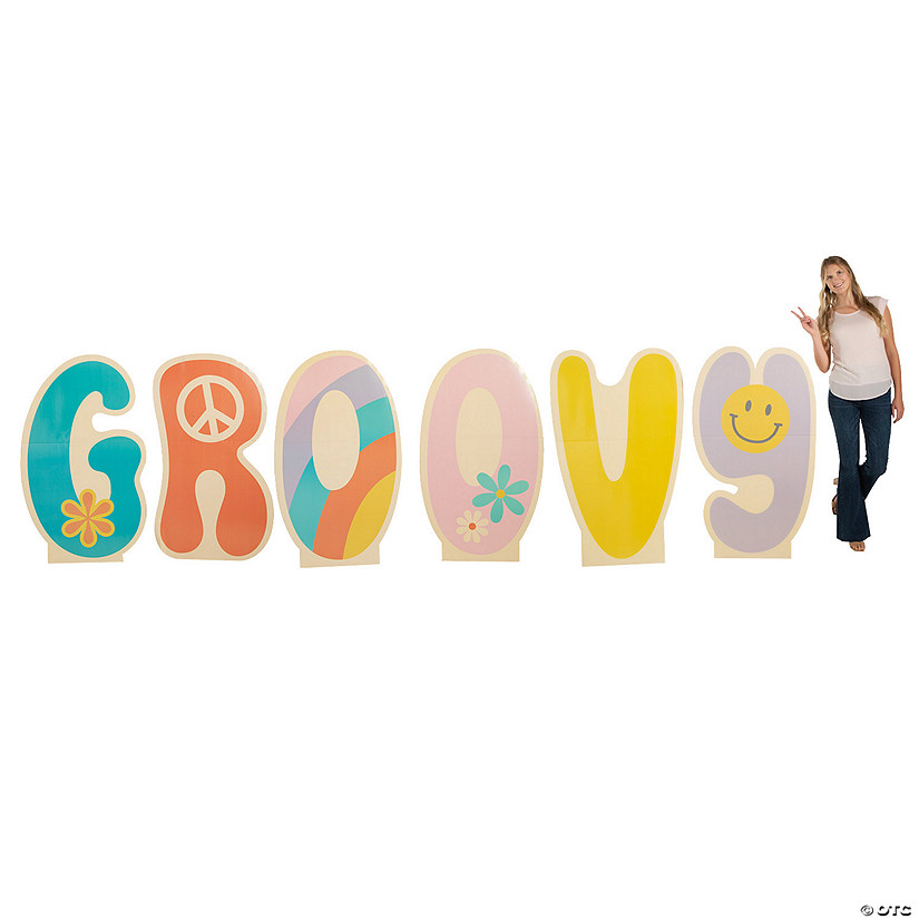 50" Groovy Letter Cardboard Cutout Stand-Ups - 6 Pc. Image