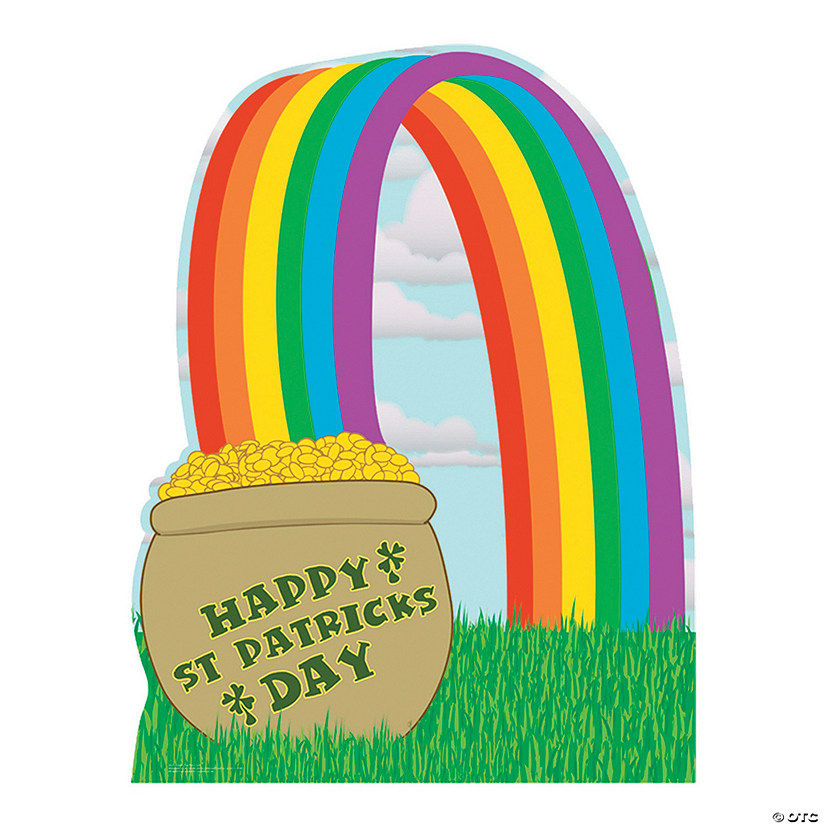 50" St. Patrick&#8217;s Day Pot of Gold with Rainbow Cardboard Cutout Stand-Up Image