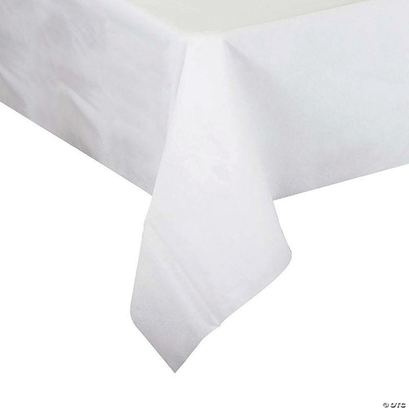 50" x 108" White Rectangular Linen-Like Tablecloths (5 Tablecloths) Image