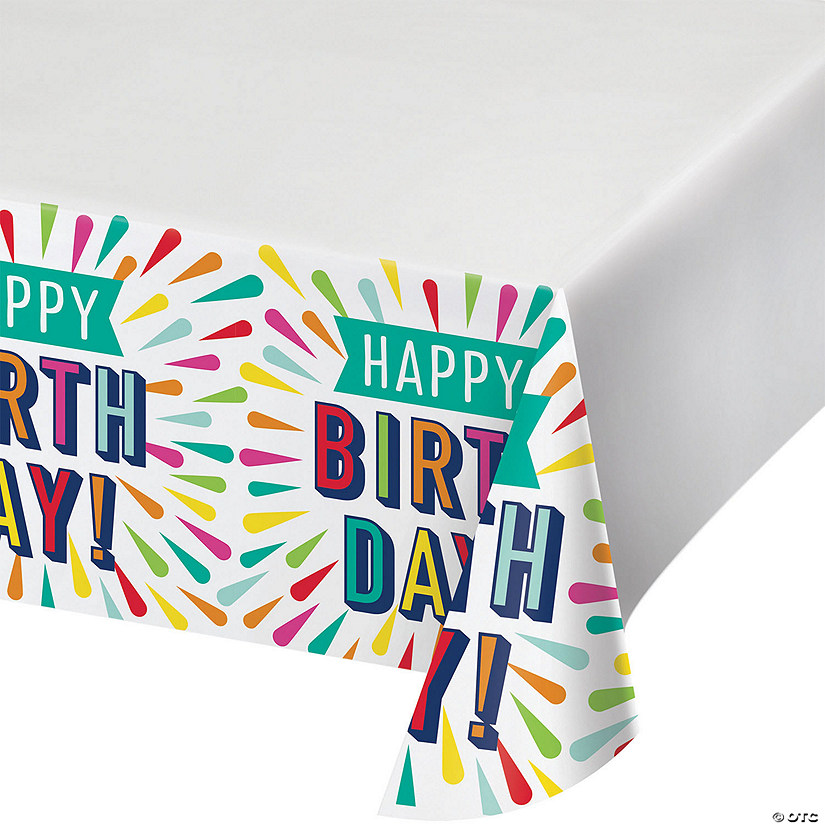 54" x 102" Birthday Burst Paper Tablecloth Image
