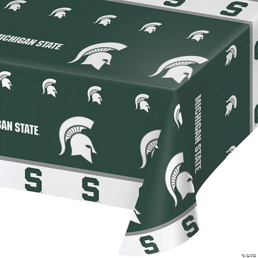 54&#8221; x 102&#8221; Ncaa Michigan State University Plastic Tablecloths 3 Count Image