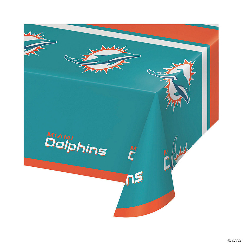 54&#8221; x 102&#8221; Nfl Miami Dolphins Plastic Tablecloths 3 Count Image