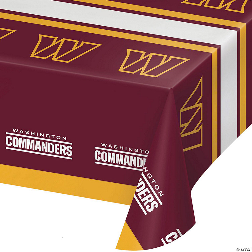 54&#8221; x 102&#8221; Washington Commanders Plastic Tablecloth, 3 Count Image