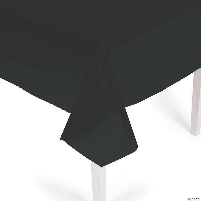 54" x 108" Black Plastic Tablecloth Image