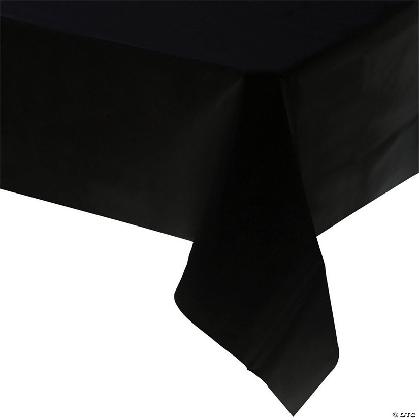 54" x 108" Black Rectangular Disposable Plastic Tablecloths (22 Tablecloths) Image