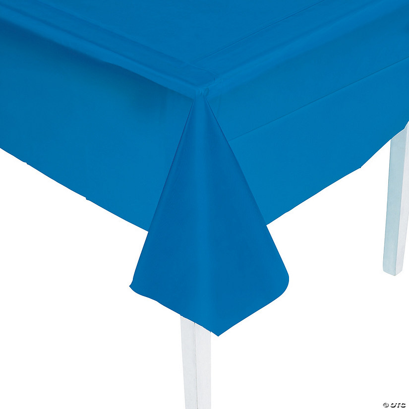 54" x 108" Blue Rectangle Disposable Plastic Tablecloth Image