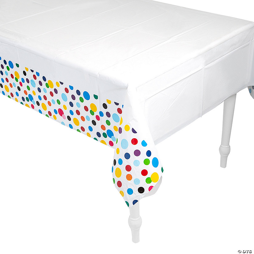 54" x 108" Bright Polka Dot Plastic Tablecloth Image