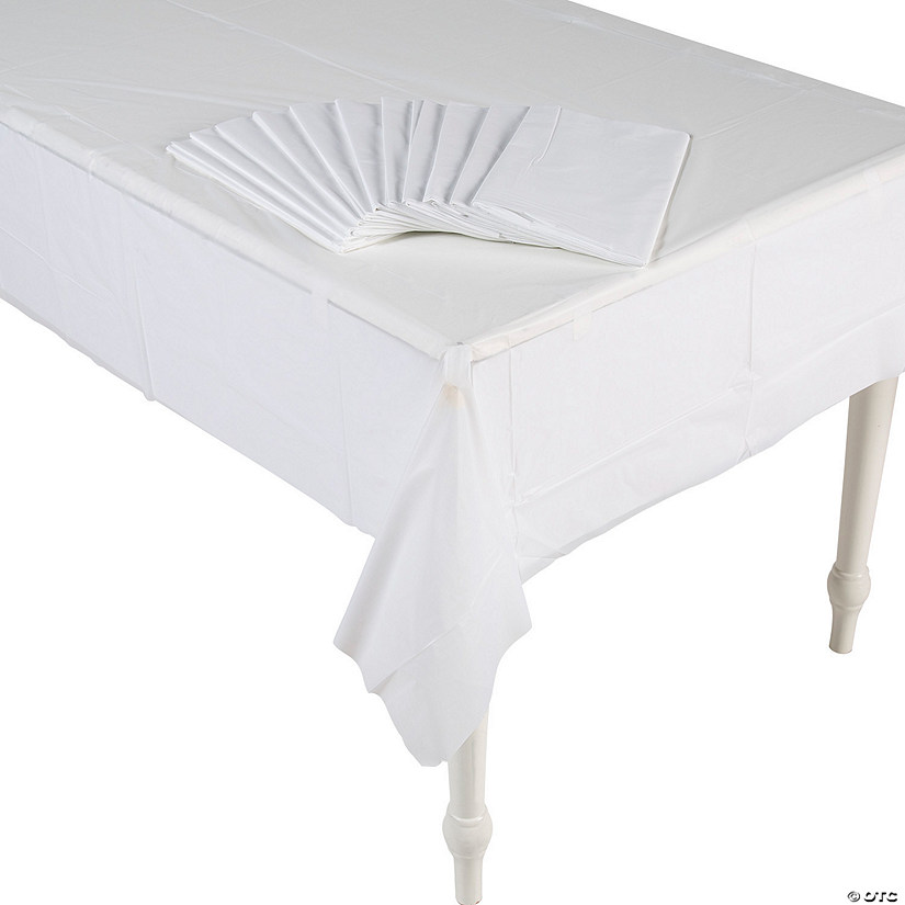 54" x 108" Bulk White Plastic Tablecloths - 12 Pc. Image
