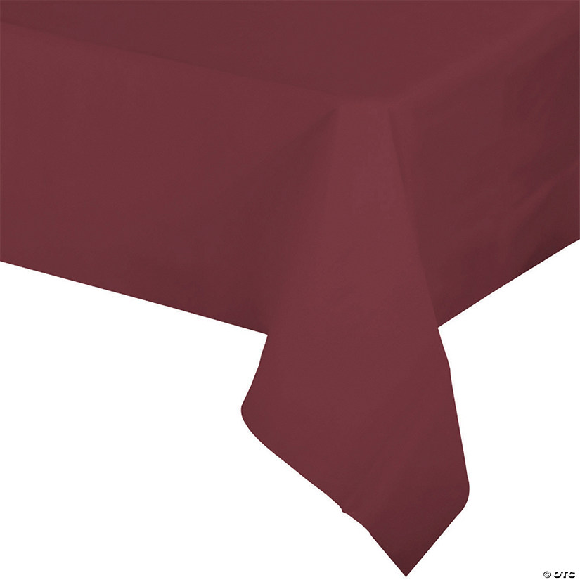 54" x 108" Burgundy Rectangular Disposable Plastic Tablecloths (96 Tablecloths) Image