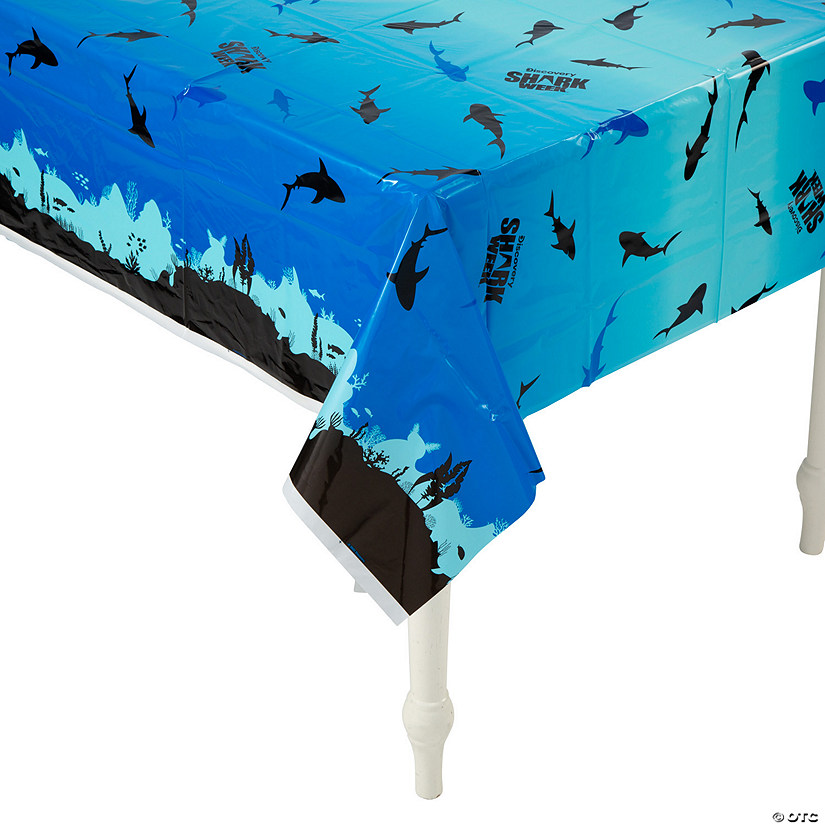 54" x 108" Discovery Shark Week&#8482; Plastic Tablecloth Image