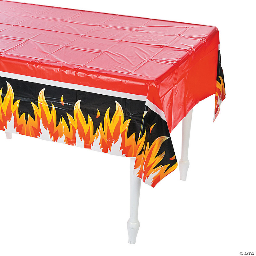 54" x 108" Firefighter Party Plastic Tablecloth Image
