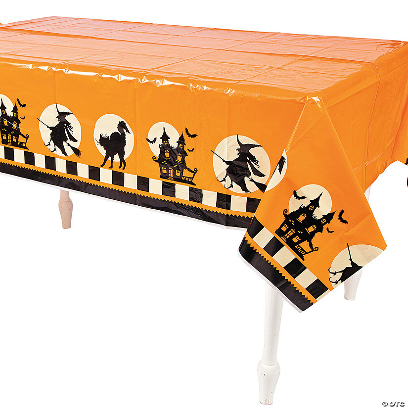 54" x 108" Halloween Silhouette Plastic Tablecloth Image