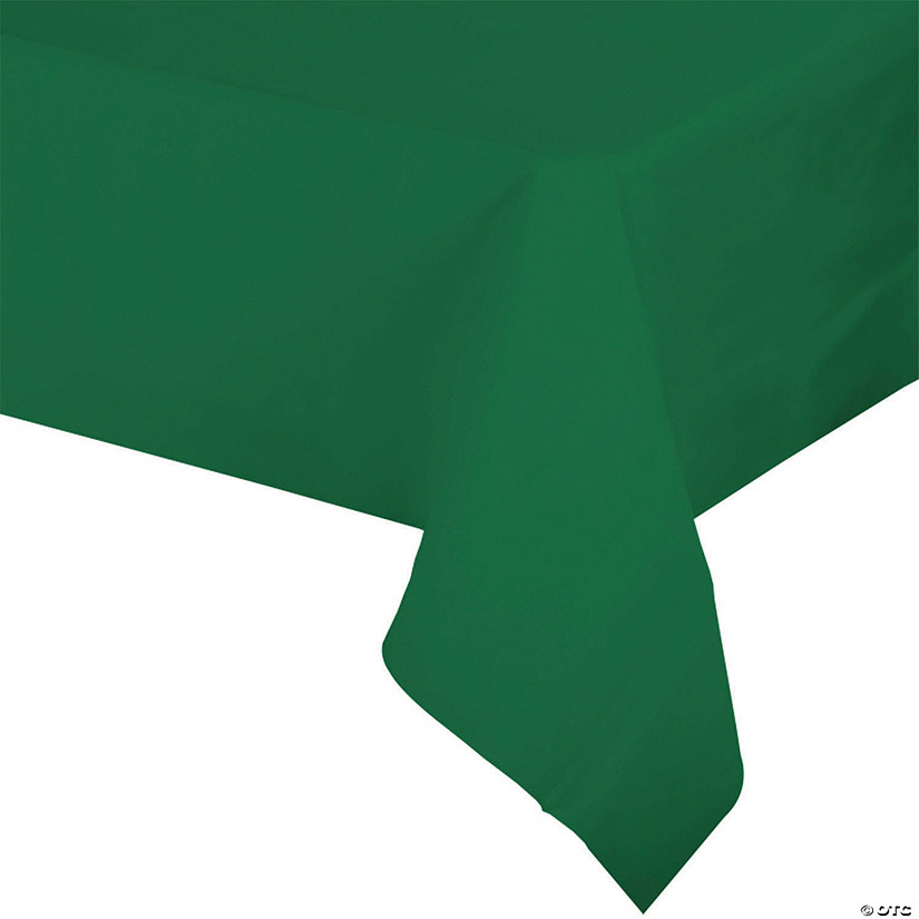 54" x 108" Hunter Green Rectangular Disposable Plastic Tablecloths (22 Tablecloths) Image