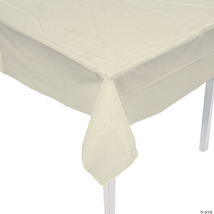 54" x 108" Ivory Plastic Tablecloth Image