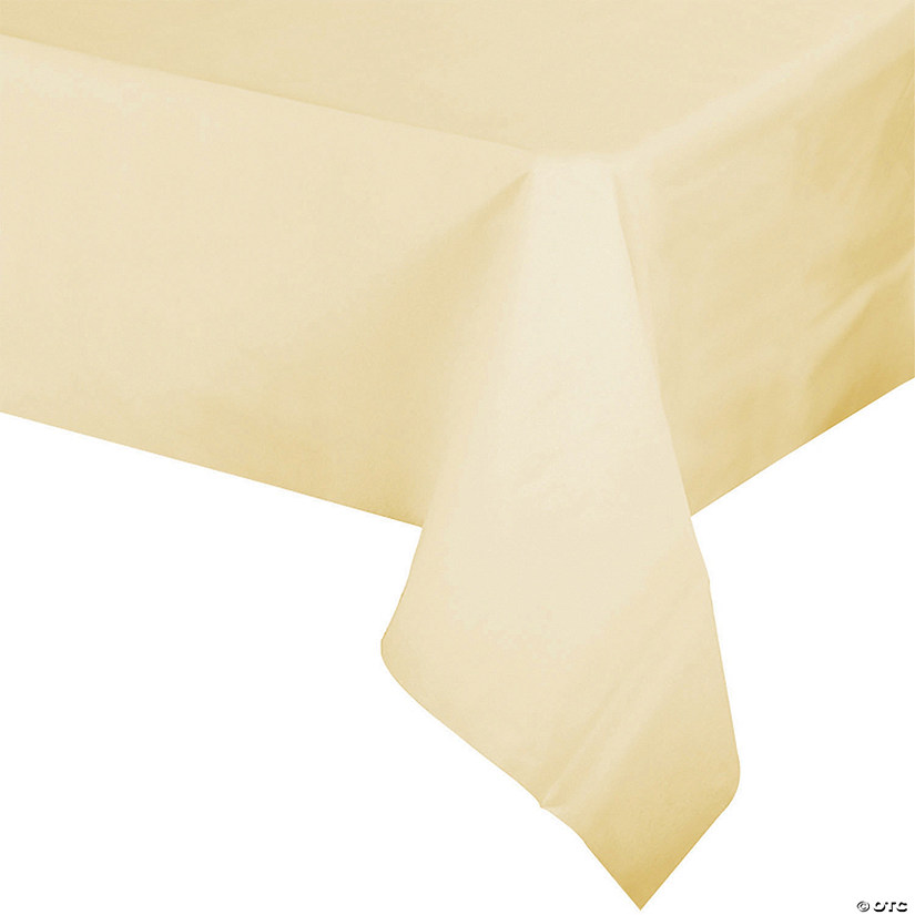 54" x 108" Ivory Rectangular Disposable Plastic Tablecloths (96 Tablecloths) Image