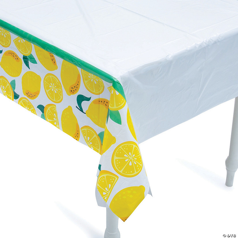 54" x 108" Lemon Party Rectangle Plastic Tablecloth Image