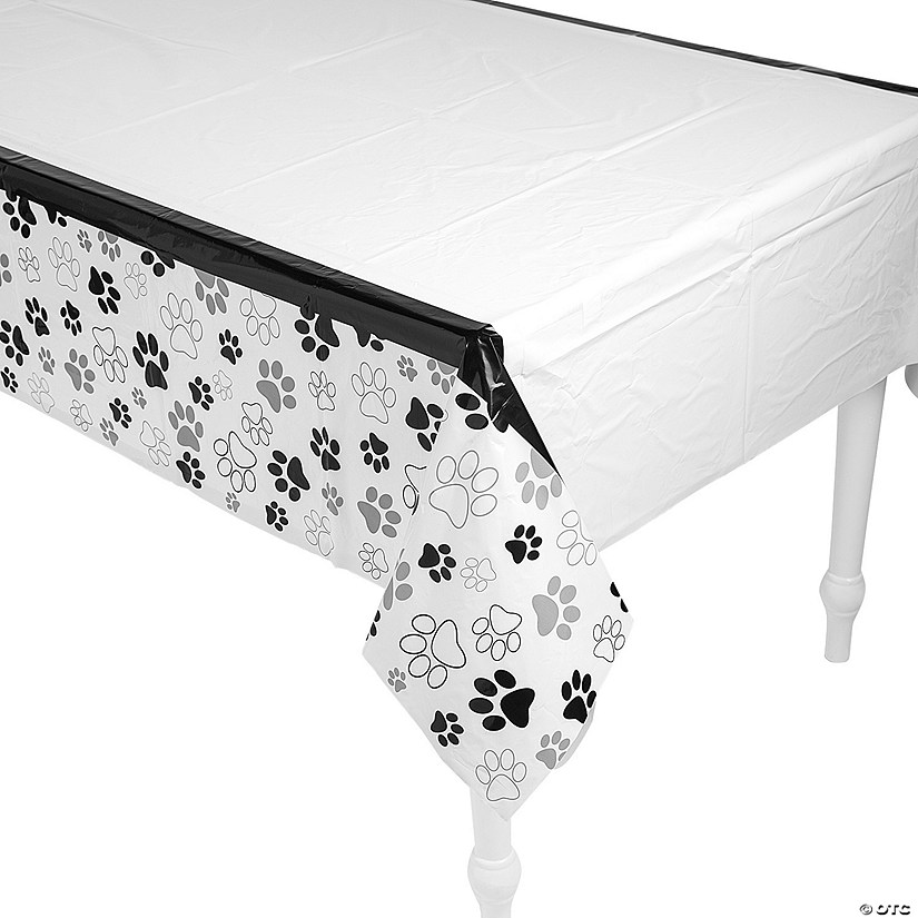 54" x 108" Paw Print Party Plastic Tablecloth Image