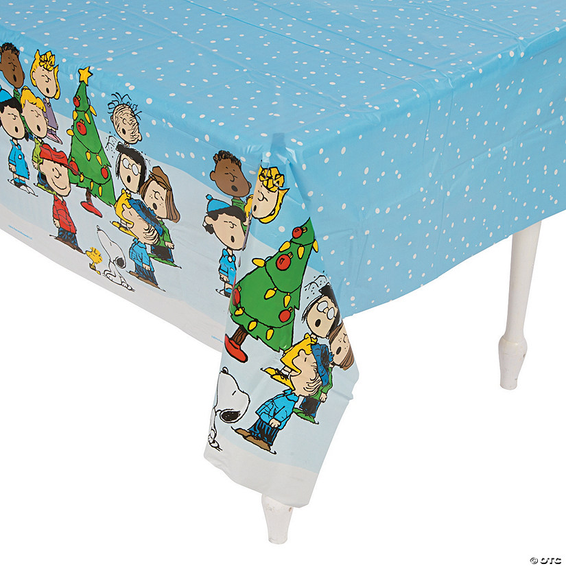 54" x 108" Peanuts<sup>&#174;</sup> Christmas Plastic Tablecloth Image