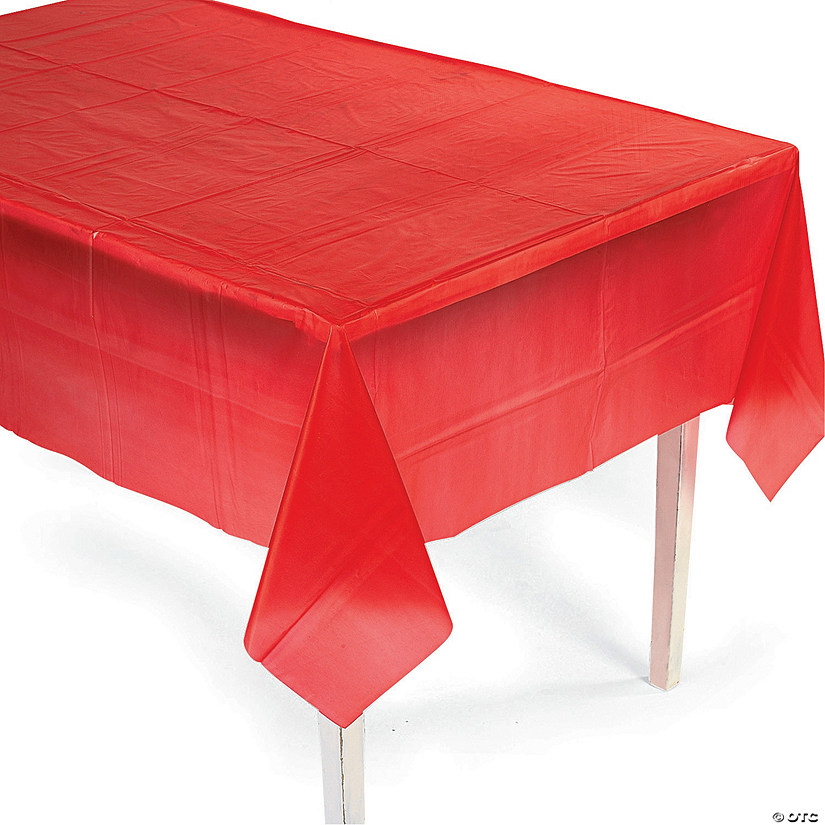 54" x 108" Red Rectangle Disposable Plastic Tablecloth Image
