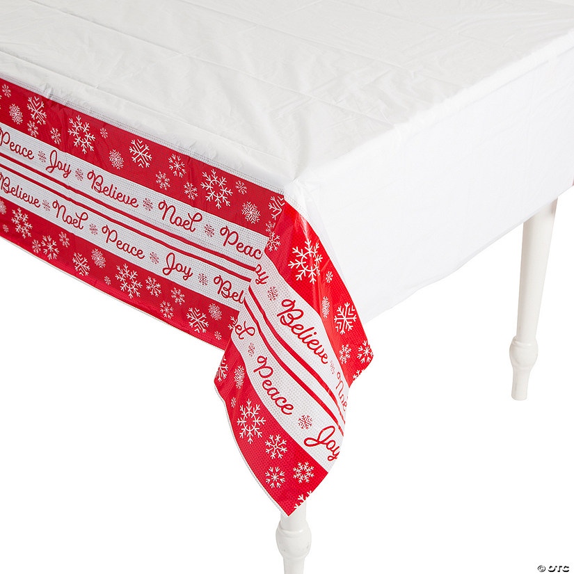 54" x 108" Scandinavian Christmas Snowflake Plastic Tablecloth Image