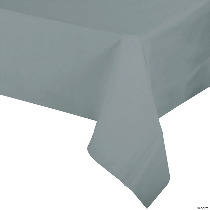 54" x 108" Silver Rectangular Disposable Plastic Tablecloths (22 Tablecloths) Image