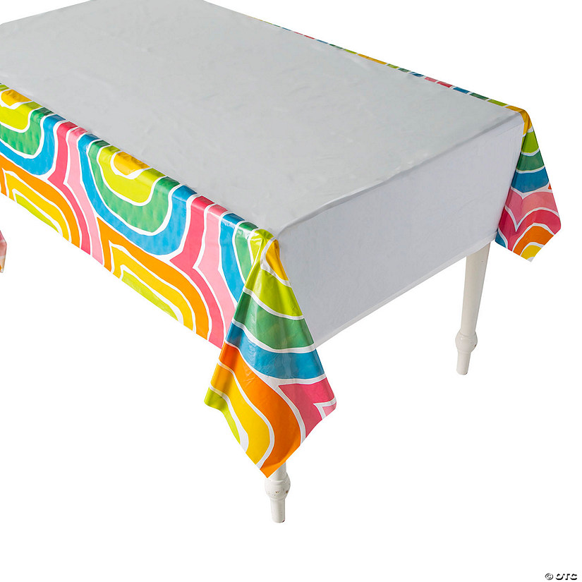 54" x 108" Summer Party Rectangle Disposable Plastic Tablecloth Image