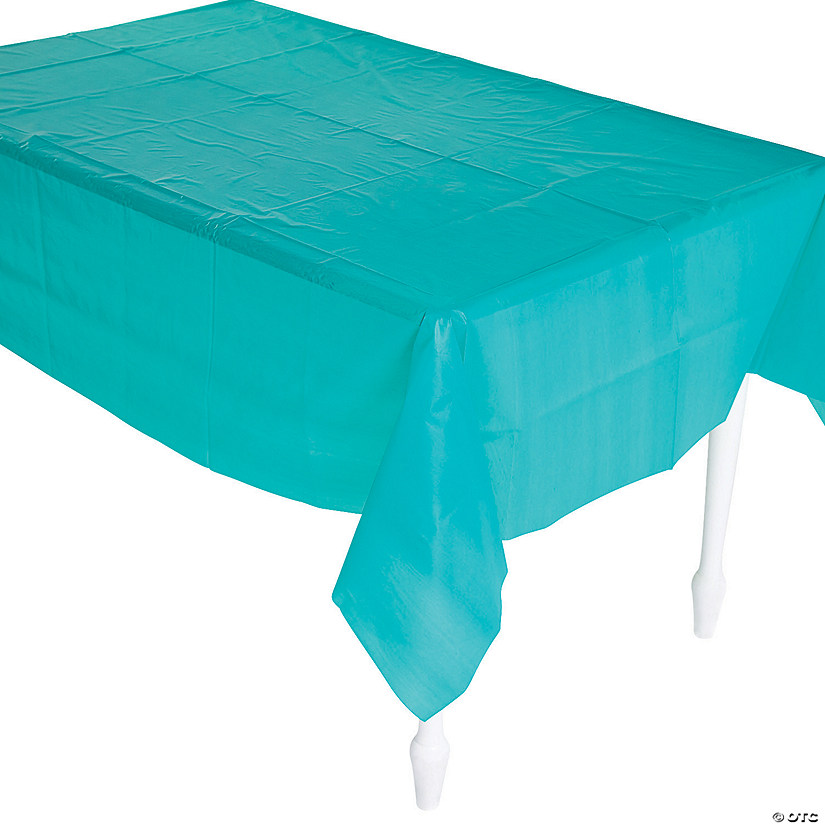 54" x 108" Teal Lagoon Plastic Tablecloth Image