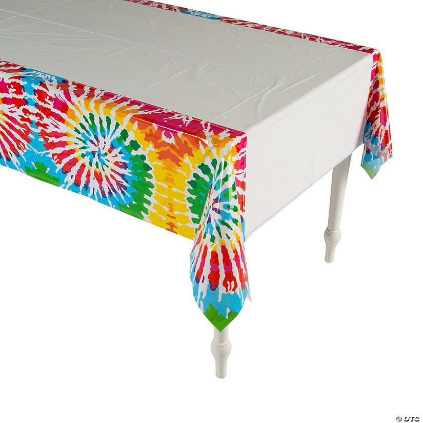 54" x 108" Tie-Dye Swirl Plastic Tablecloth Image