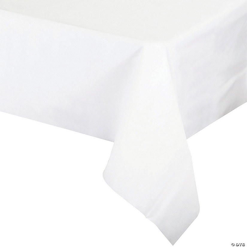 54" x 108" White Rectangular Disposable Plastic Tablecloths (22 Tablecloths) Image