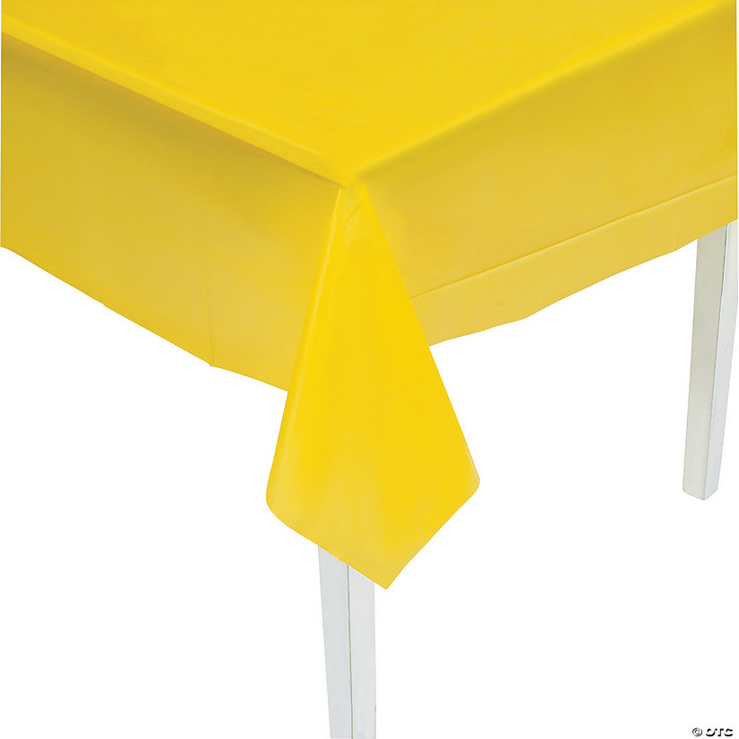 54" x 108" Yellow Rectangle Solid Color Disposable Plastic Tablecloth Image