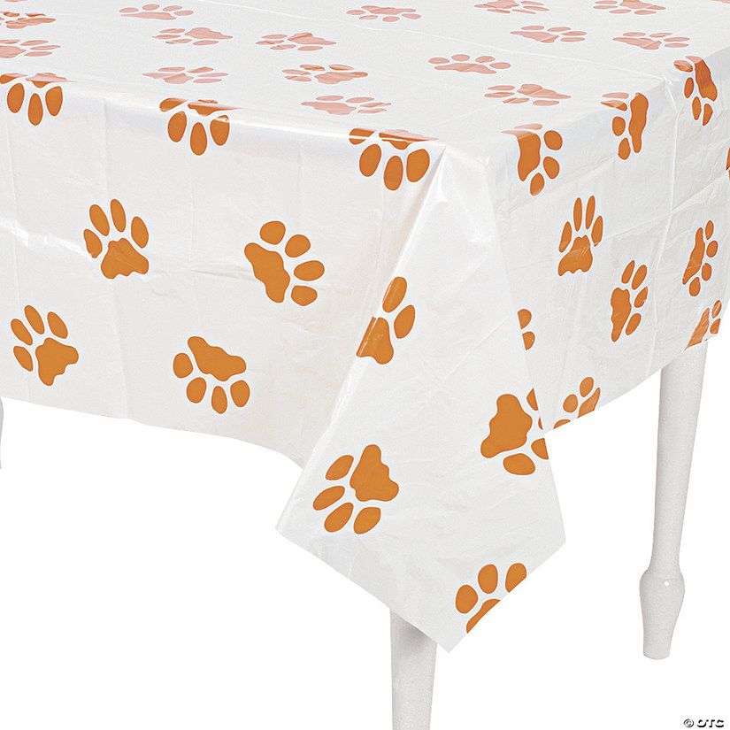 54" x 72" Puppy Paw Print Plastic Tablecloth Image